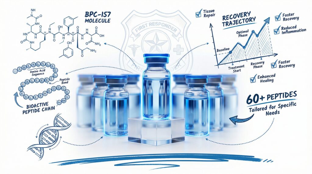 Peptide therapy in Boise for first responders. BPC-157, injury recovery, and 60+ FDA-approved peptides. Serving Treasure Valley.